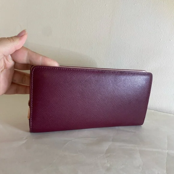 Ted Baker Maroon Leather Wallet pink lining pocketbook rose gold - Picture 3 of 8